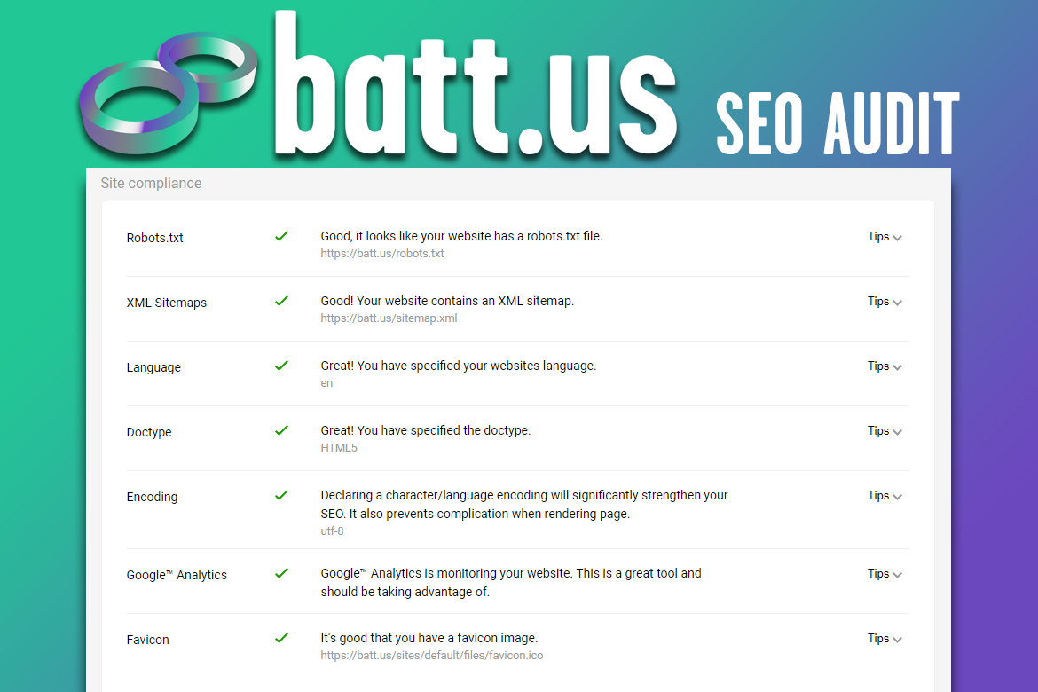 batt.us Marketing Agency SEO Audit Checklist Results