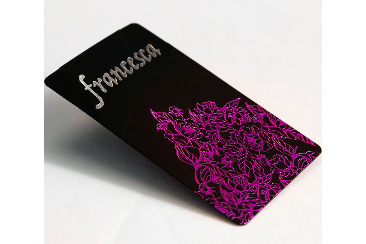 Foil on Black Suede Business Card