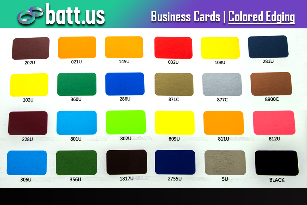 batt.us Marketing Agency Business Cards Colored Edging Swatch Choices