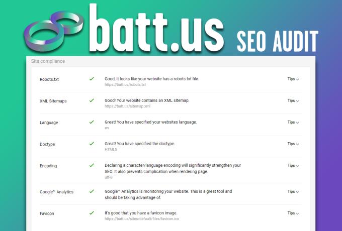 batt.us Marketing Agency SEO Audit Checklist Results